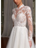 High Neck Ivory Lace Glitter Tulle Stunning Wedding Dress